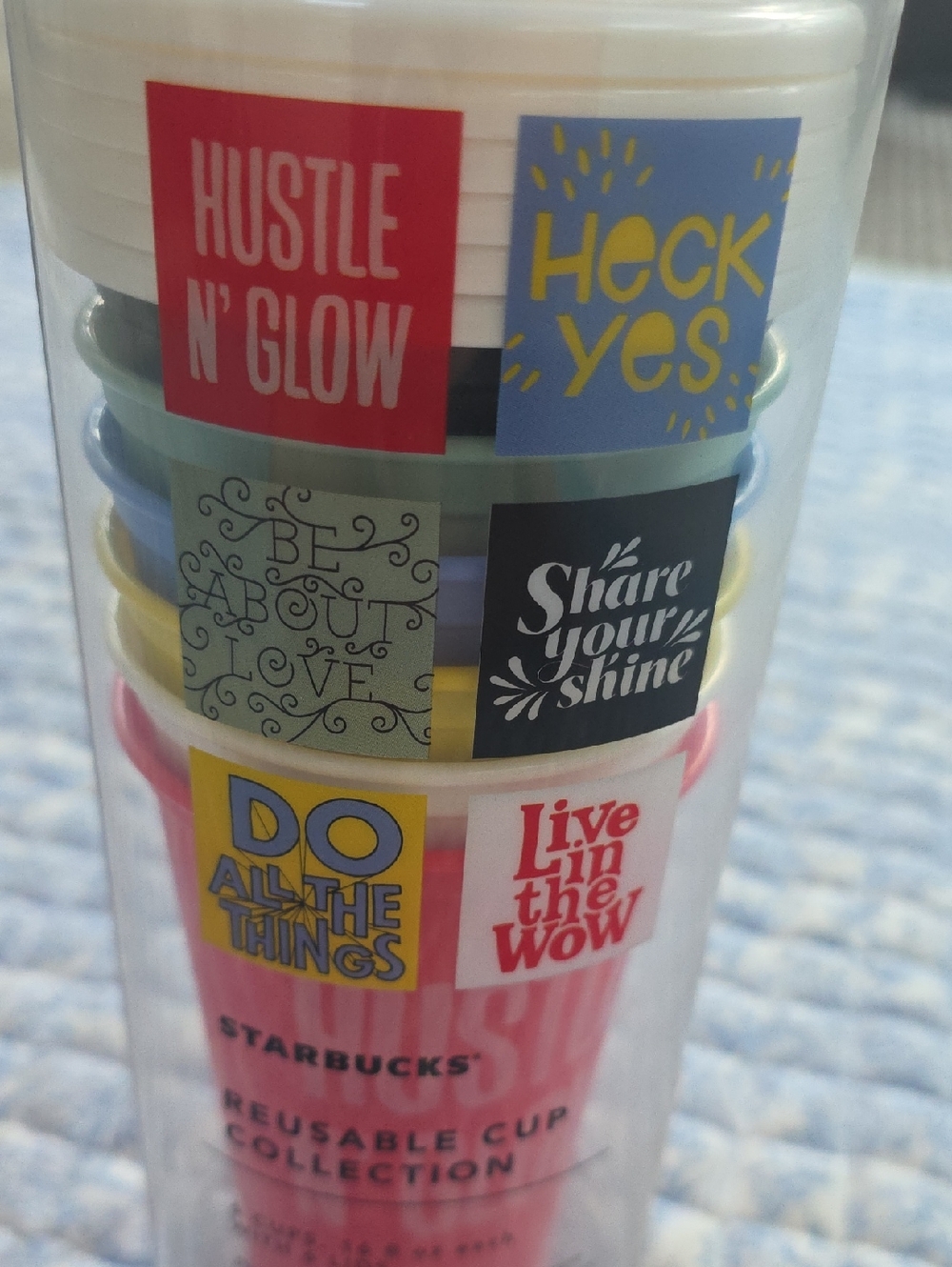 Starbucks Reusable Cup Collection, NIB- 6 Cups & 6 Lids